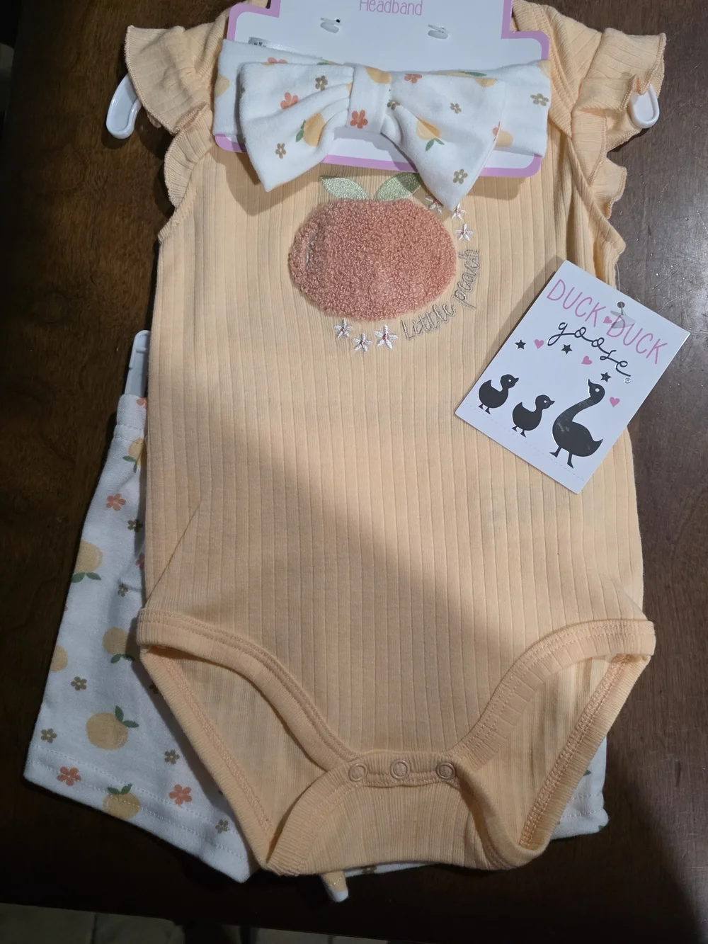 Peach Ribbed Baby One-Piece with Headband